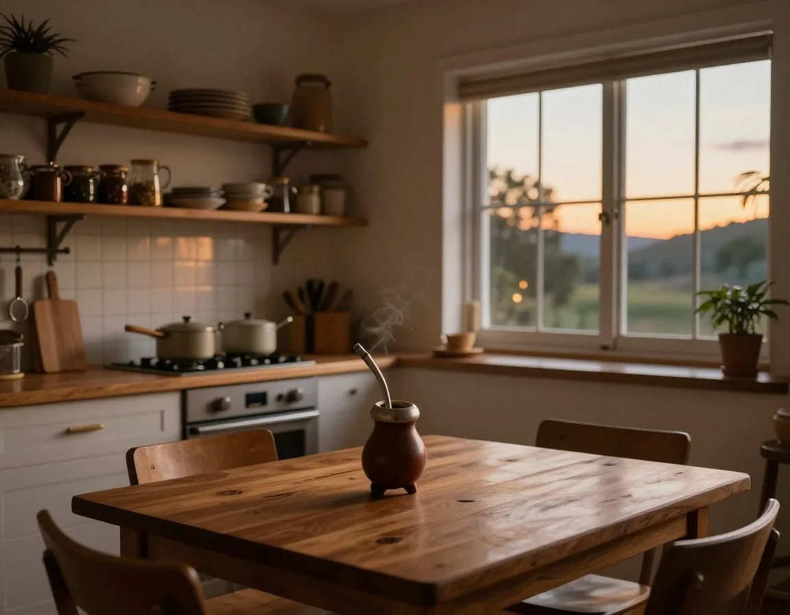 Cuaderno abierto con registro de gastos del hogar sobre mesa de cocina