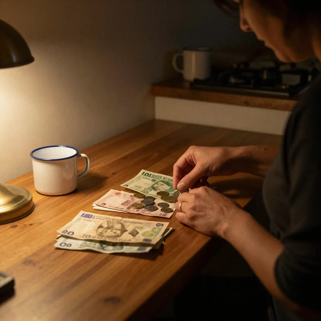 Manos contando monedas y billetes