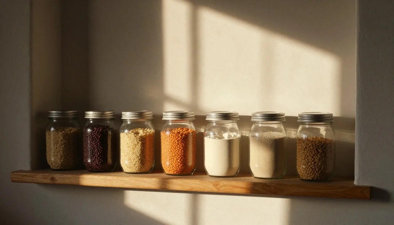 Mesa de cocina en Buenos Aires con cuaderno abierto y bolsa de feria bajo luz de tarde